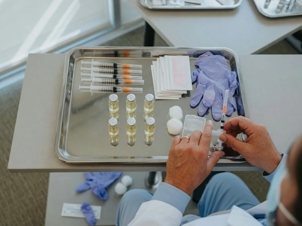 Sterile injection supplies prepared before a treatment